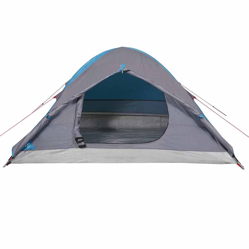 Detail van de blauwe vidaXL koepeltent met open ingang en ventilatie.