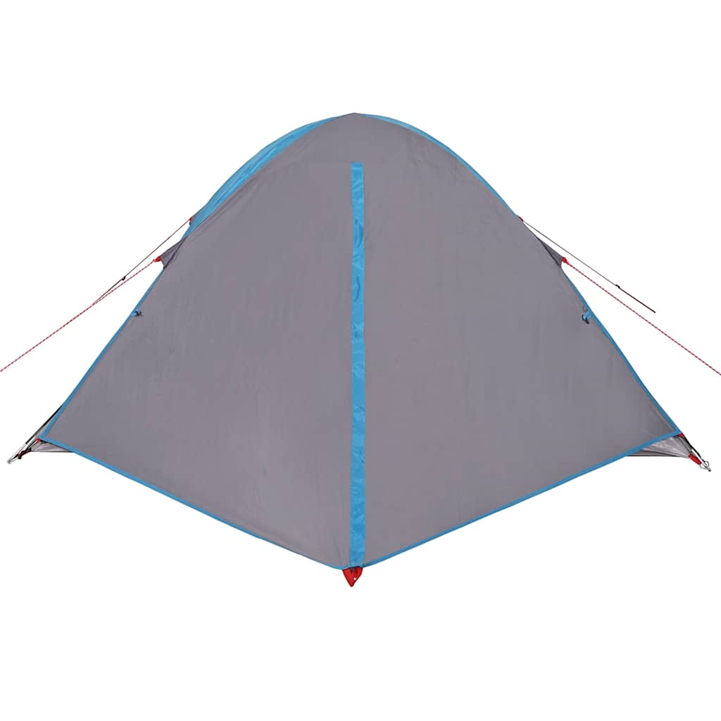 Zijaanzicht van de vidaXL koepeltent in blauw met een aerodynamisch ontwerp.