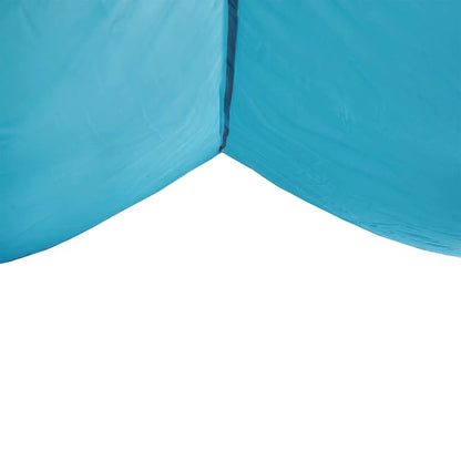 Detail van de waterdichte hoek van de vidaXL kampeerluifel in blauw.