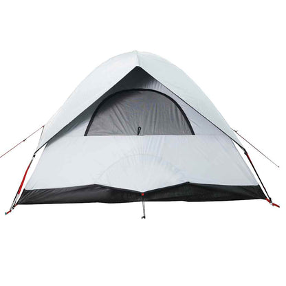 Detail van de vidaXL koepeltent in wit met verduisterend doek en ventilatierooster.