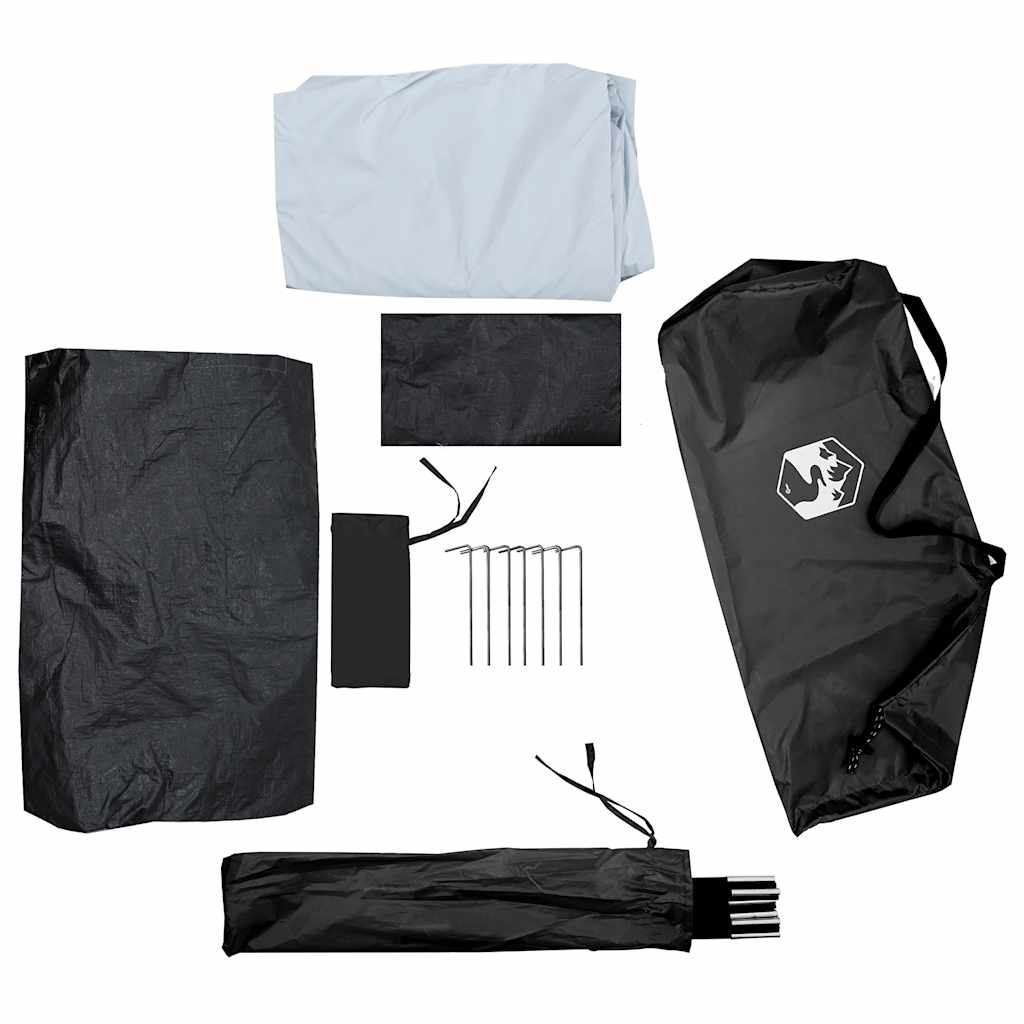 Detail van de bijgeleverde accessoires van de vidaXL koepeltent, inclusief haringen en stokken.