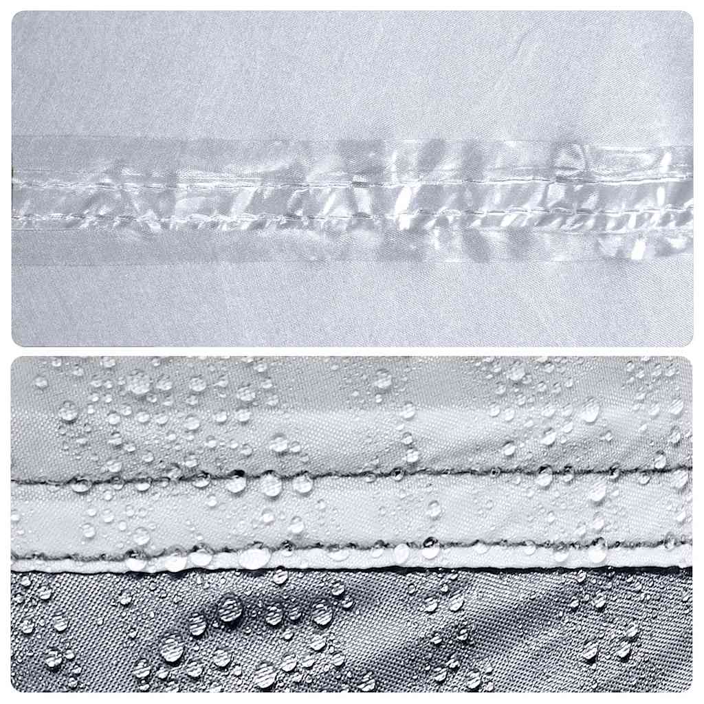 Detail van de waterdichte naden van de vidaXL koepeltent in wit.