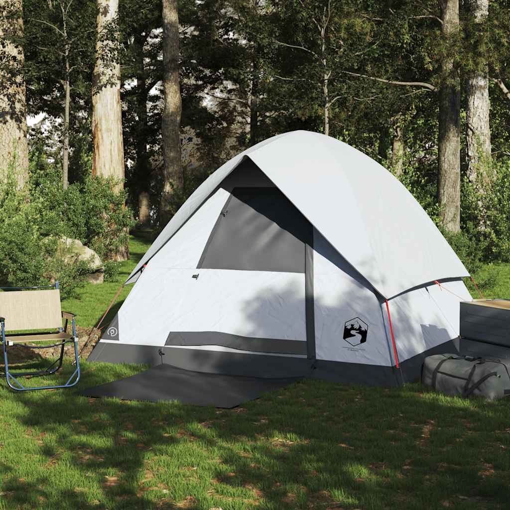 Detail van de vidaXL koepeltent in een groene omgeving met een open ingang.