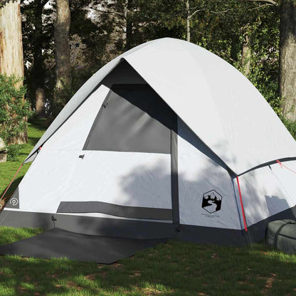 Koepeltent vidaXL voor 4 personen, waterdicht en verduisterend, zijaanzicht in natuur.