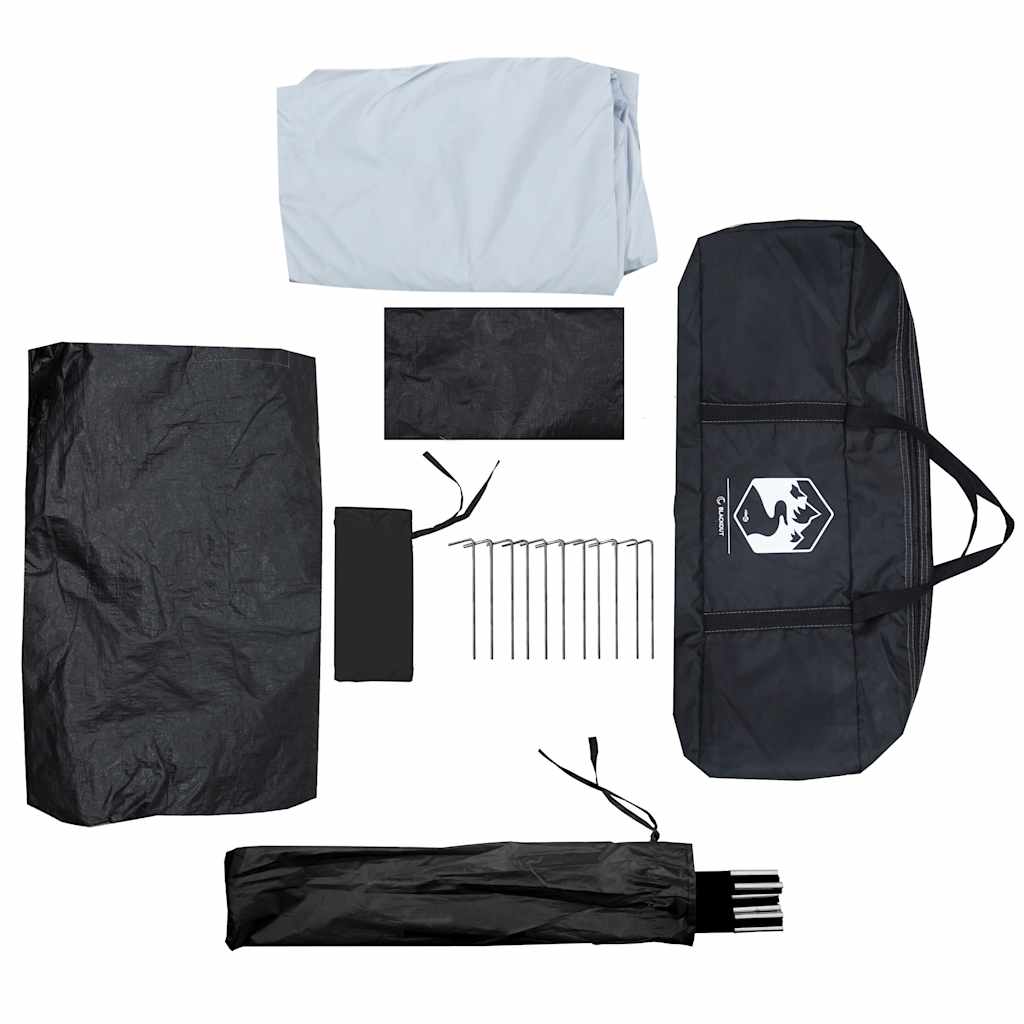 Detail van de accessoires van de vidaXL koepeltent, inclusief haringen en opbergtas.