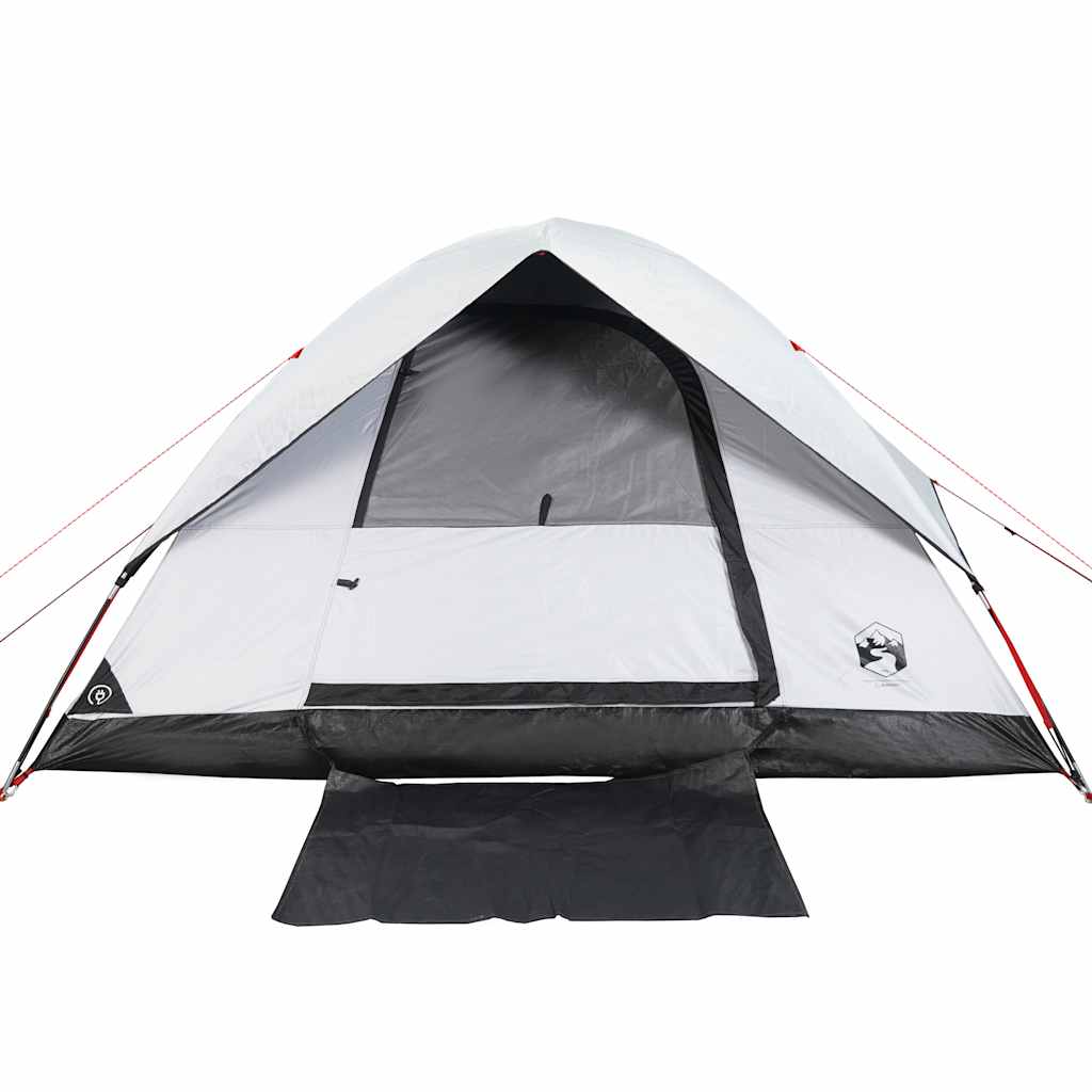 Detail van de vidaXL koepeltent met open ingang en verduisterend wit doek.