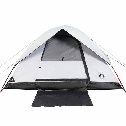 Detail van de vidaXL koepeltent met open ingang en verduisterend wit doek.