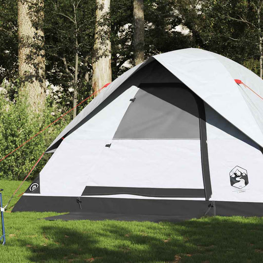 Koepeltent vidaXL 6-persoons in waterdicht wit met verduisterend doek, zijaanzicht.