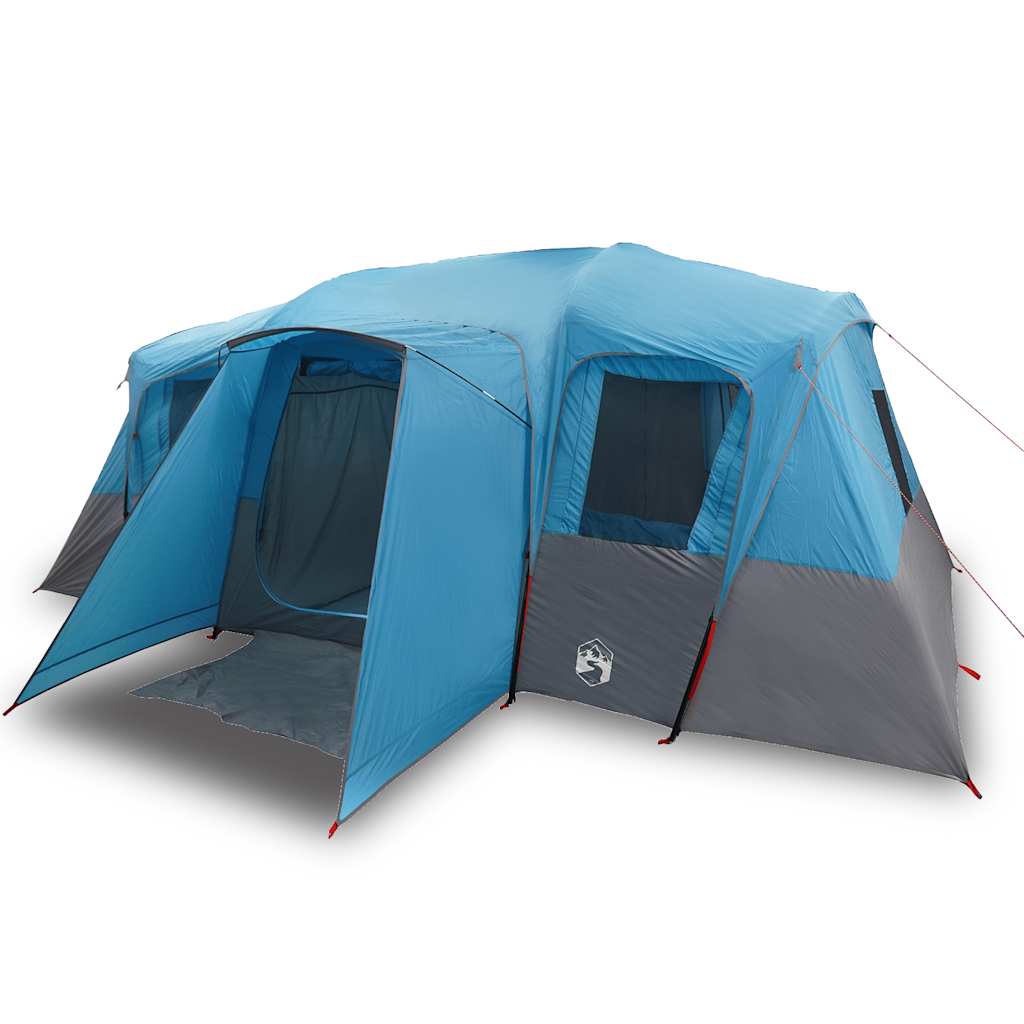 Detail van de vidaXL tunneltent in blauw, met open ingang en zijramen.