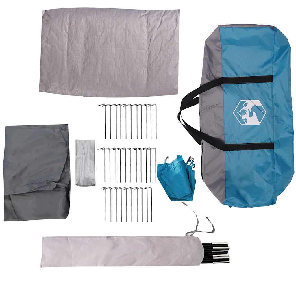 Detail van de accessoires van de vidaXL 16-persoons tunneltent, inclusief stokken en haringen.