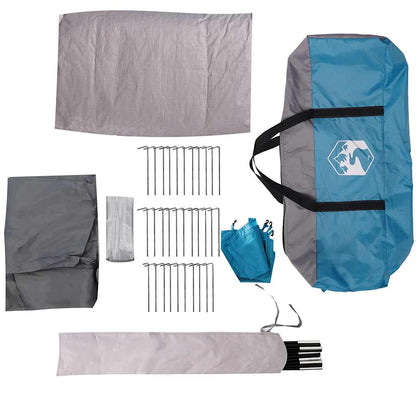 Detail van de accessoires van de vidaXL 16-persoons tunneltent, inclusief stokken en haringen.