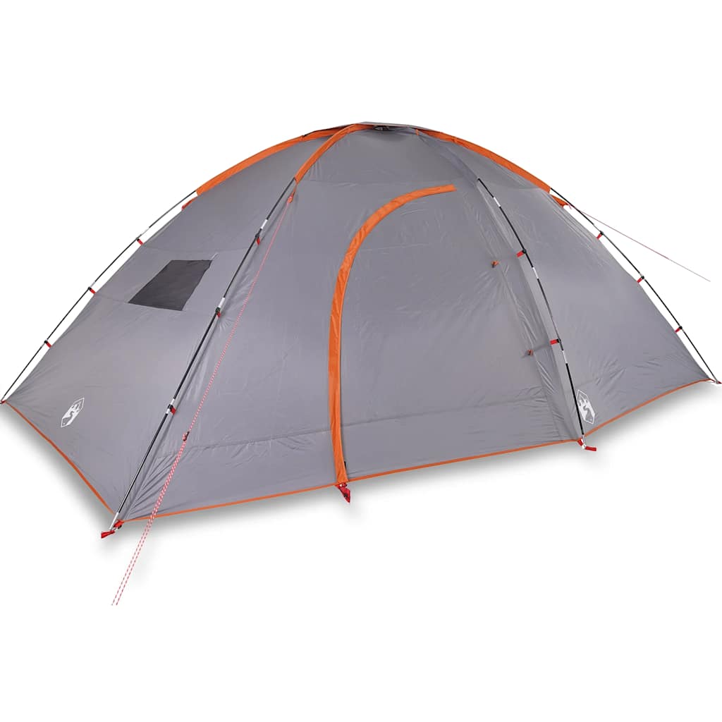 Detail van de vidaXL tent met grijze en oranje kleuren, zijaanzicht met ingangen.