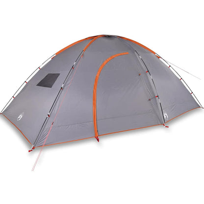 Detail van de vidaXL tent met grijze en oranje kleuren, zijaanzicht met ingangen.