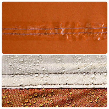 Detail van de waterdichte naden van de vidaXL tent in grijs en oranje.