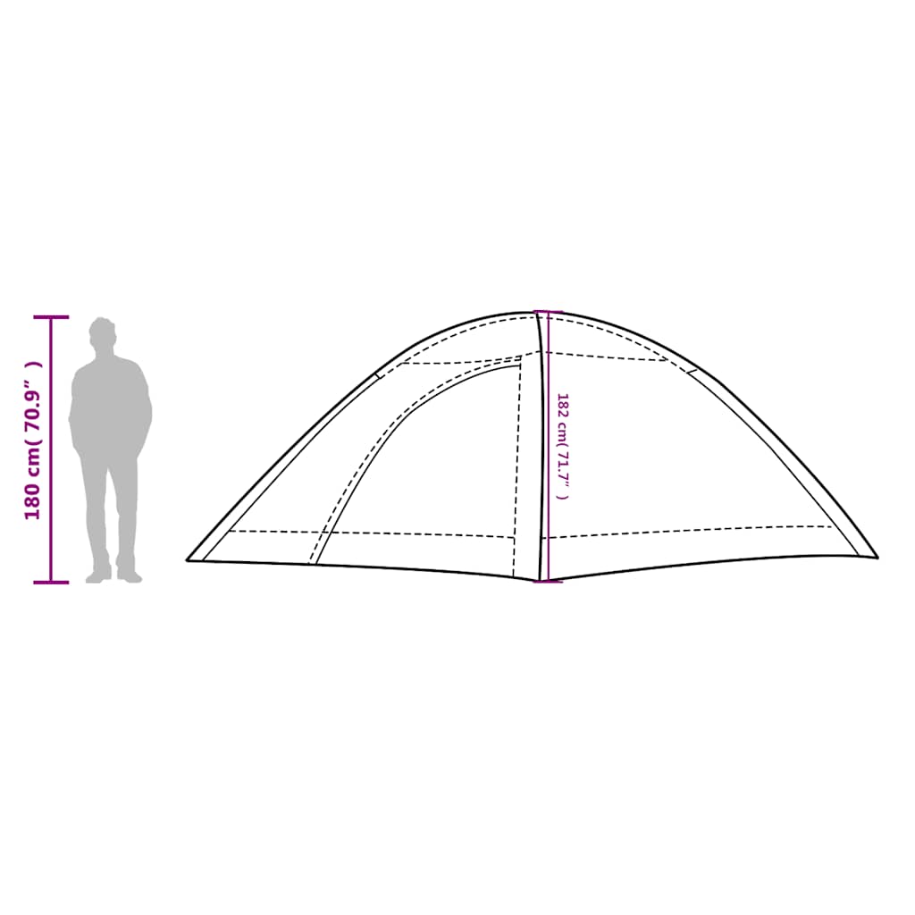 Zijaanzicht van de vidaXL 8-persoons tent, met waterdichte en windbestendige kenmerken.