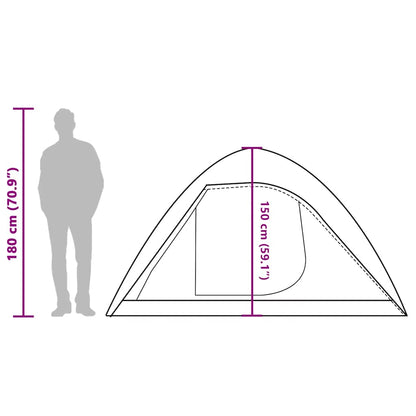 Zijaanzicht van de vidaXL koepeltent met afmetingen en ingangsdetails.