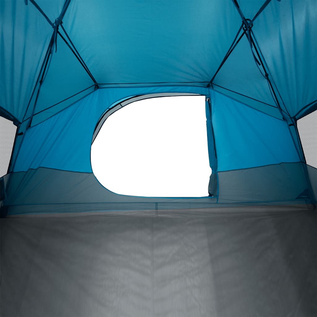 Detail van de blauwe vidaXL koepeltent met gaasventilatieopening.