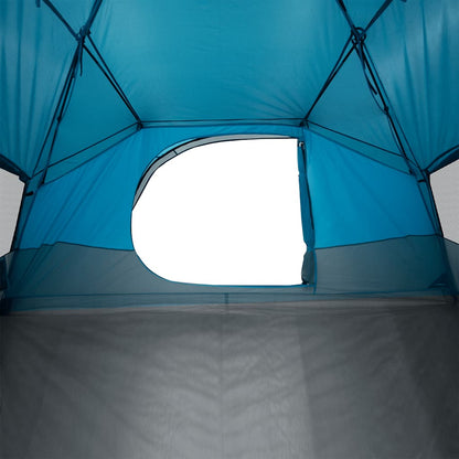 Detail van de blauwe vidaXL koepeltent met gaasventilatieopening.