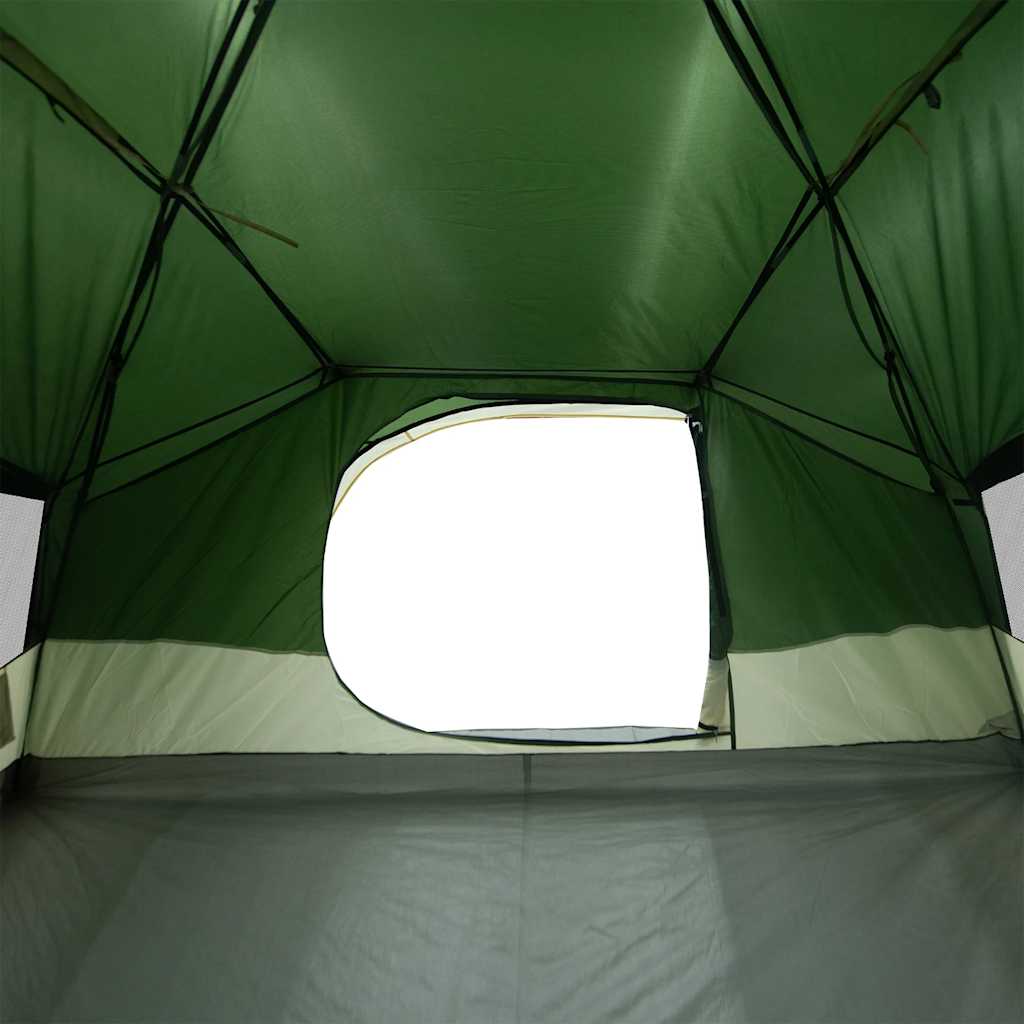 Zijaanzicht van de binnenkant van de vidaXL koepeltent met open raam voor ventilatie.