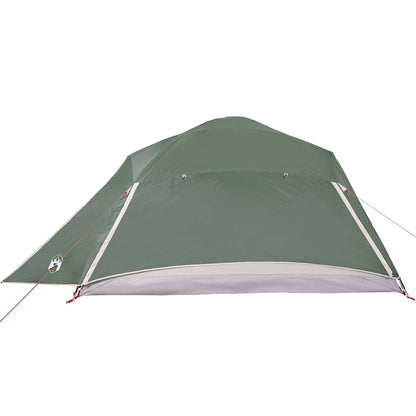 Zijaanzicht van de vidaXL koepeltent in groen, met waterdichte bekleding en ventilatieopeningen.