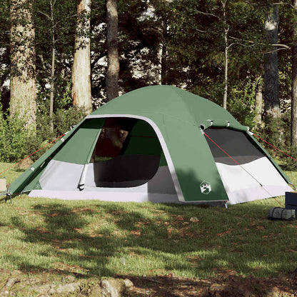 Groene vidaXL koepeltent voor 6 personen, waterdicht met ventilatieopeningen.
