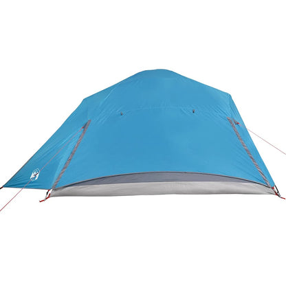 Zijaanzicht van de vidaXL koepeltent in waterdicht blauw met ventilatieopeningen.