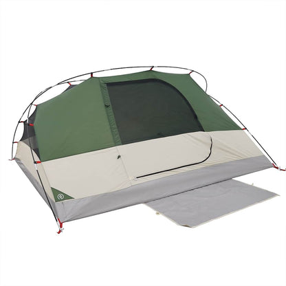 Detail van de vidaXL koepeltent in groen, met open ingang en waterdichte bodem.