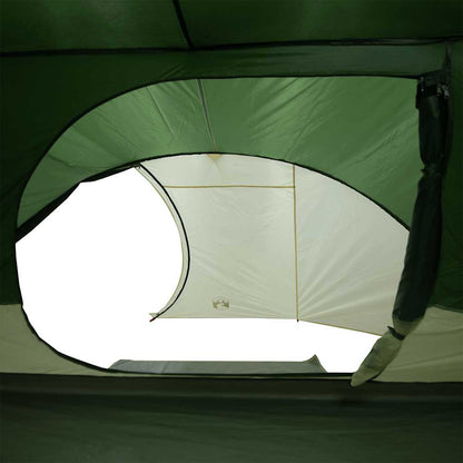 Detail van de binnenkant van de vidaXL koepeltent met een groene en witte kleurstelling.