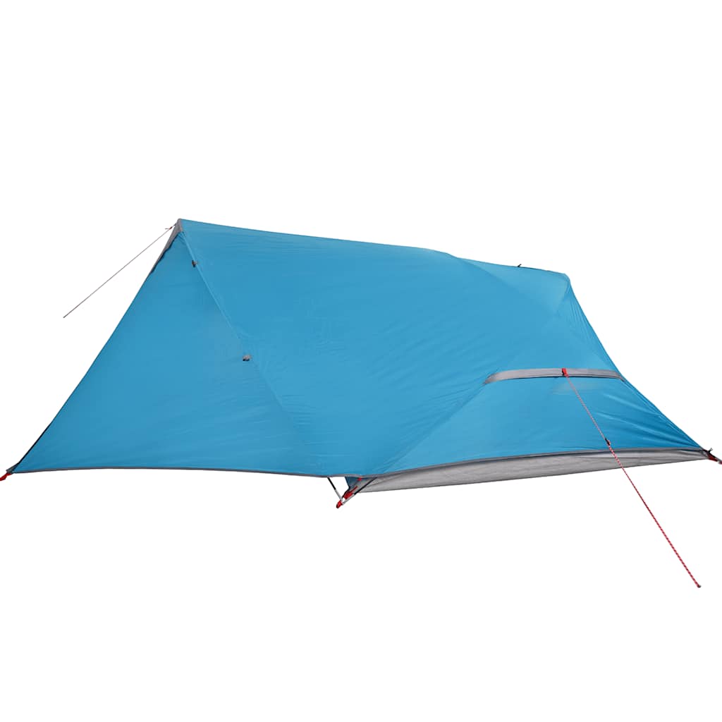 Detail van de vidaXL koepeltent in blauw, met een zijaanzicht en ventilatierooster.