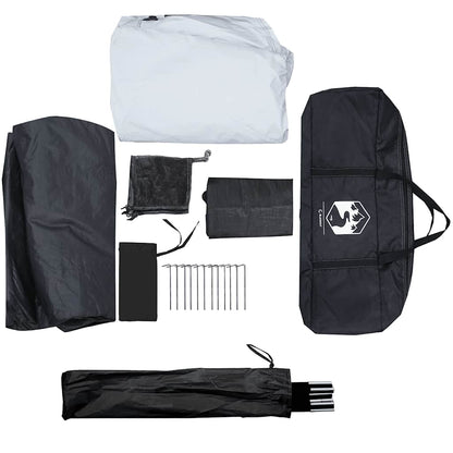 Detail van de accessoires en tentonderdelen van de vidaXL 4-persoons koepeltent.