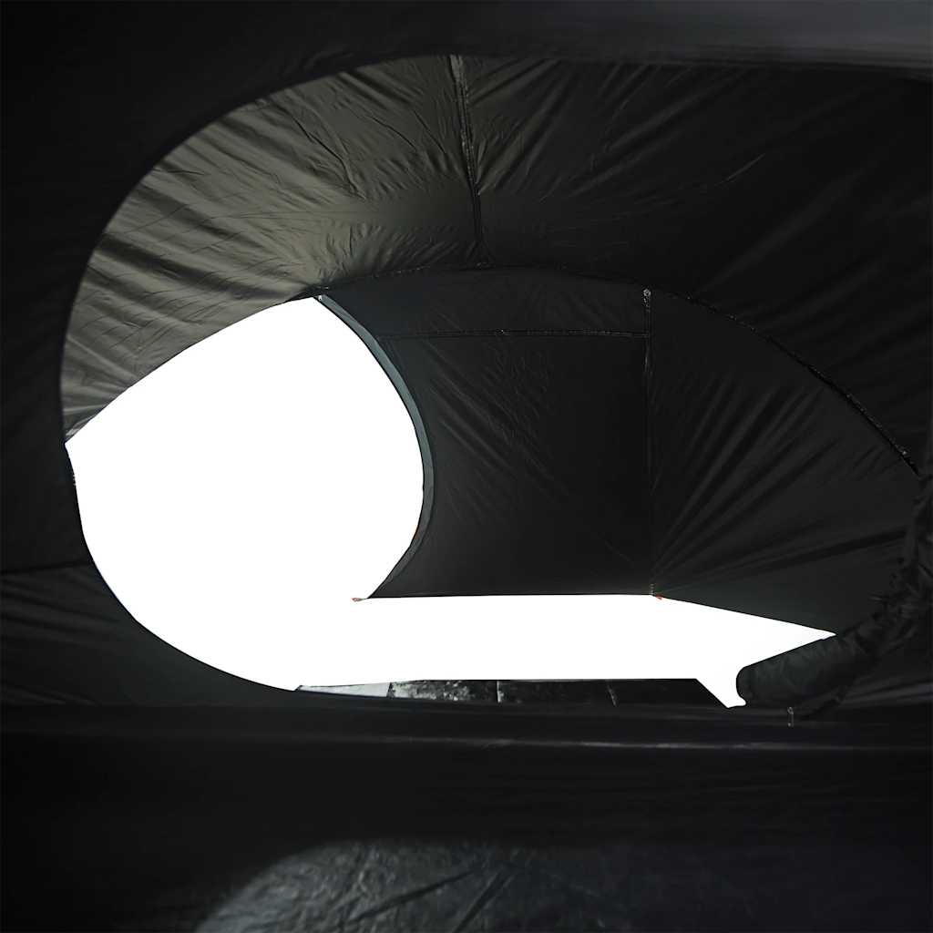 Detail van het verduisterende doek van de vidaXL koepeltent met een open venster.