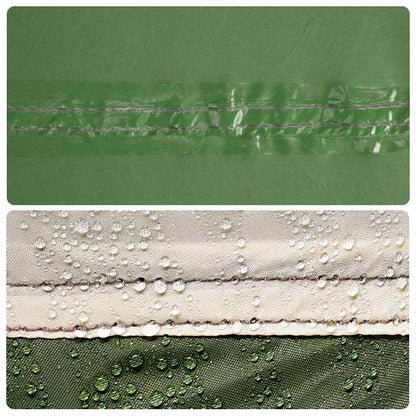 Detail van de waterdichte naden van de vidaXL gezinstent in groen.