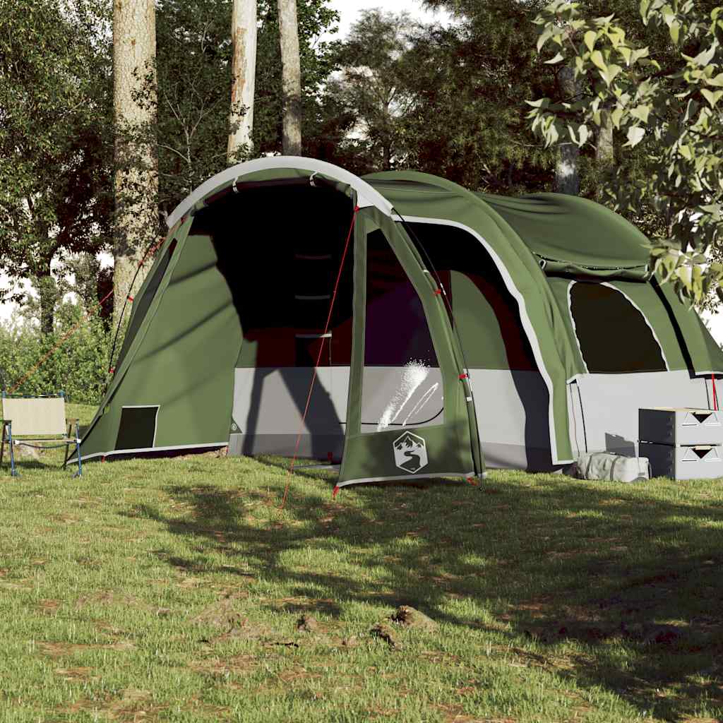 Detail van de vidaXL 6-persoons tent in groen, met open ingang en ruime opzet.