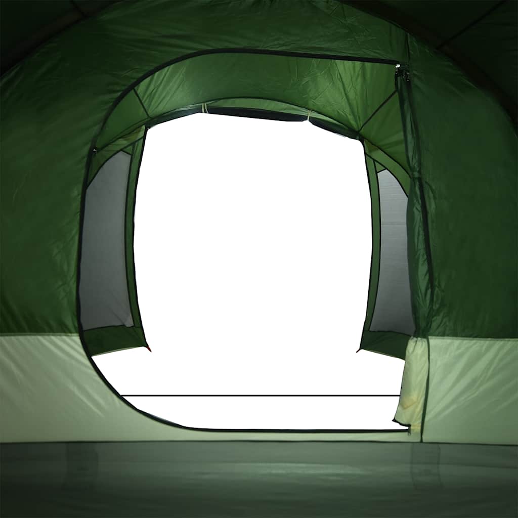 Details van de groene vidaXL 6-persoons tent, met zicht op de ruime ingang.