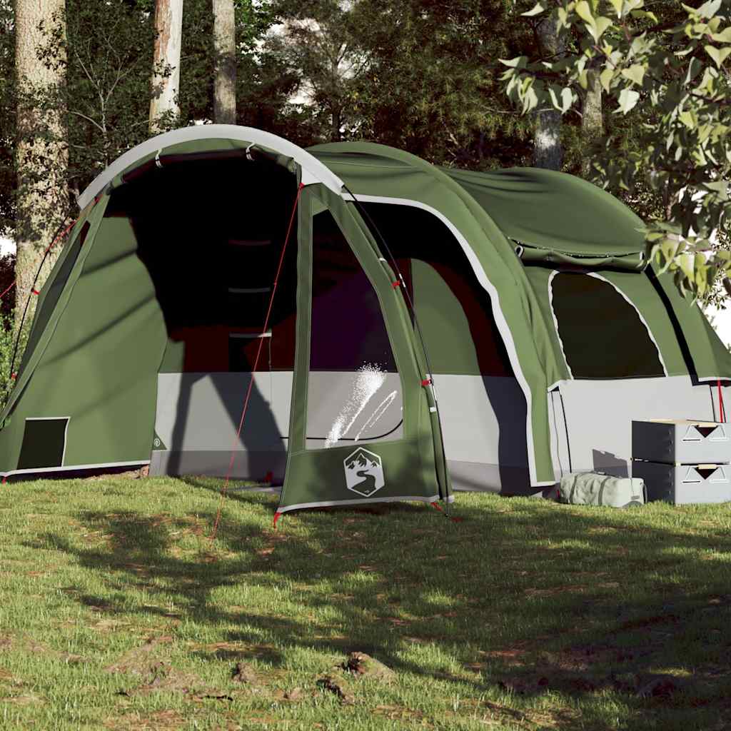 Gezinstent vidaXL 6-persoons in groen, waterdicht met ruime ingang en ventilatie.