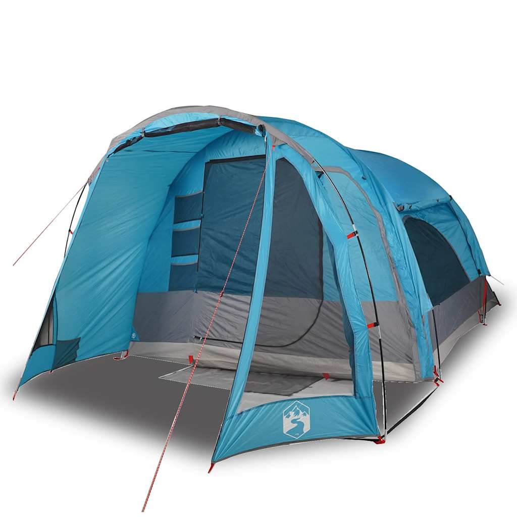 Zijaanzicht van de vidaXL 6-persoons kampeertent in waterdicht blauw.