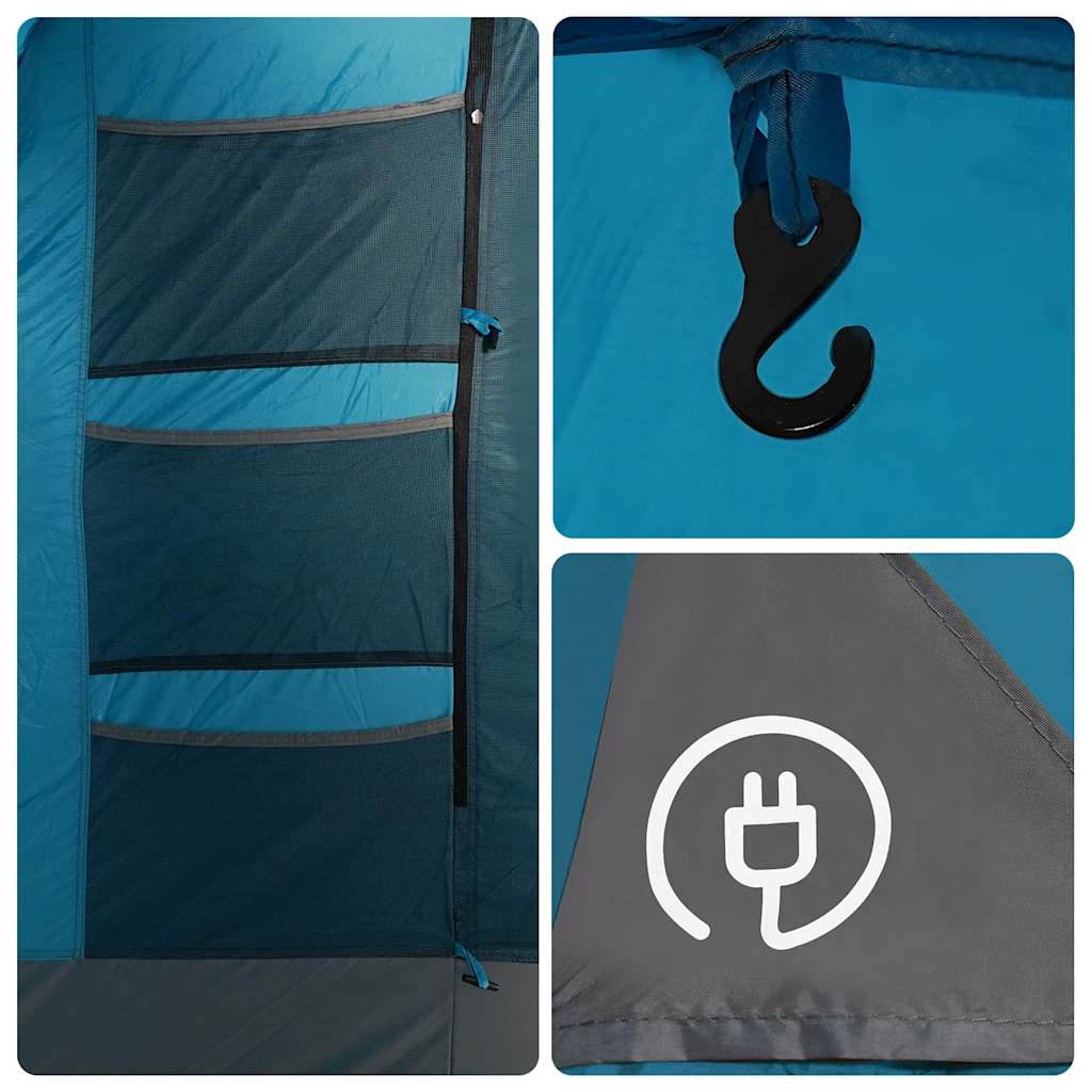 Detail van de binnenzijde van de vidaXL 6-persoons tent met opbergvakken en haak.