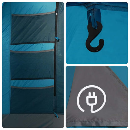 Detail van de binnenzijde van de vidaXL 6-persoons tent met opbergvakken en haak.