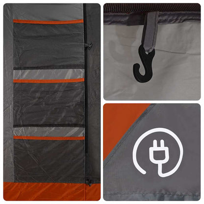 Detail van de binnenkant van de vidaXL kampeertent met opbergvakken en haak voor verlichting.