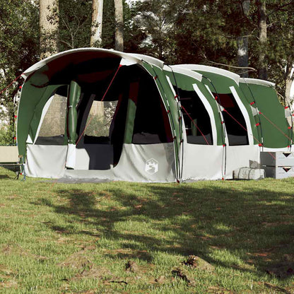 Detail van de vidaXL tunneltent in groen, met open ingangen en een ruim zijaanzicht.