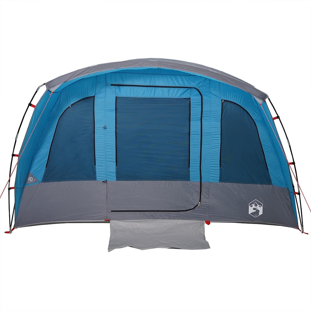 Detail van de blauwe vidaXL tunneltent met een waterdichte voorkant en ingang.