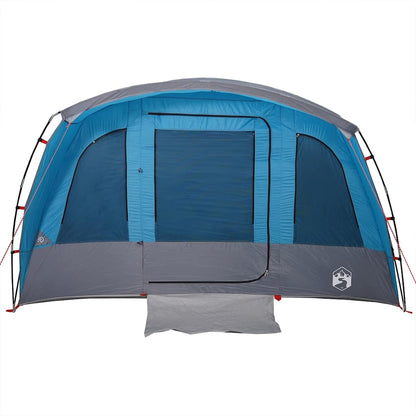 Detail van de blauwe vidaXL tunneltent met een waterdichte voorkant en ingang.