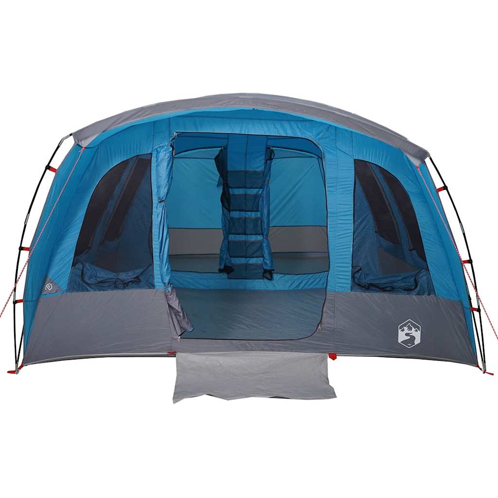 Detail van de blauwe vidaXL tunneltent met open ingang en binnenruimte.