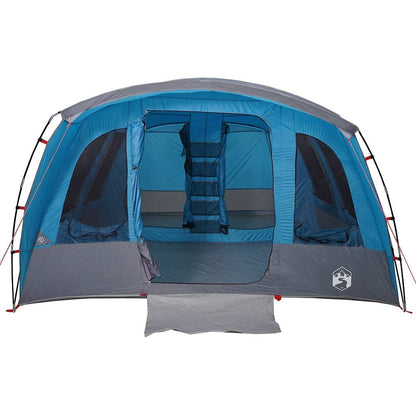 Detail van de blauwe vidaXL tunneltent met open ingang en binnenruimte.