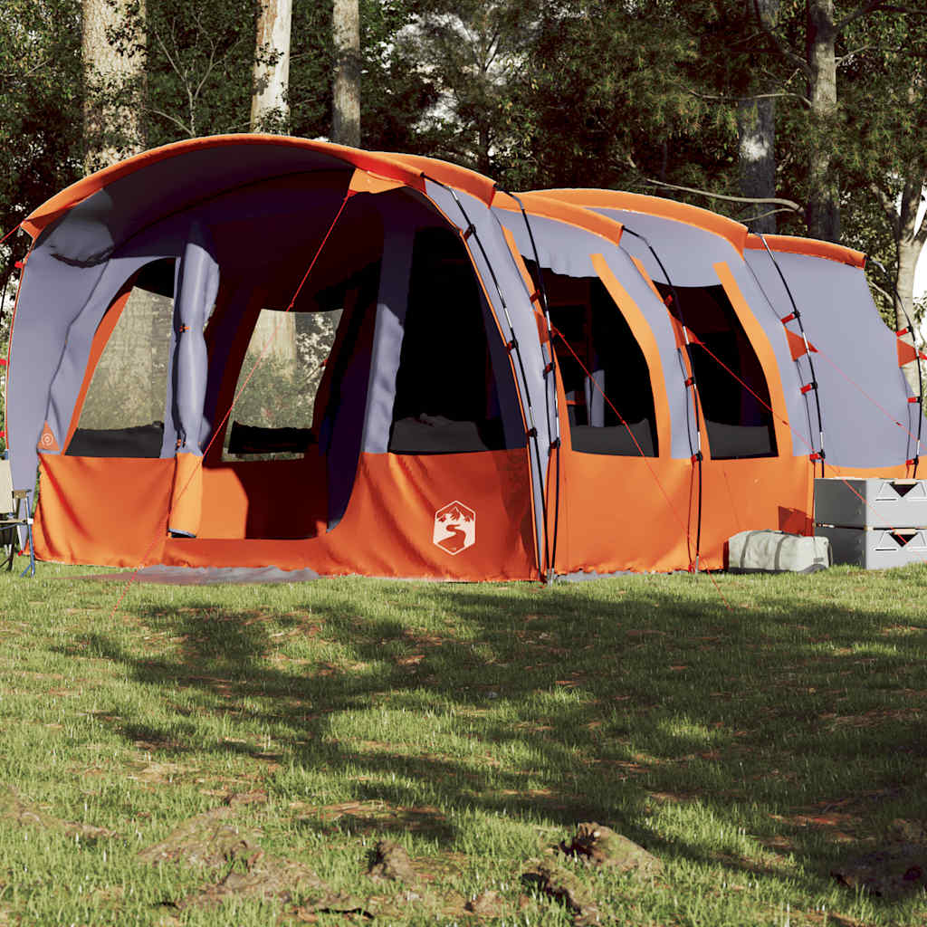 Grijze vidaXL tunneltent voor 8 personen, waterdicht en ruim, zijaanzicht.