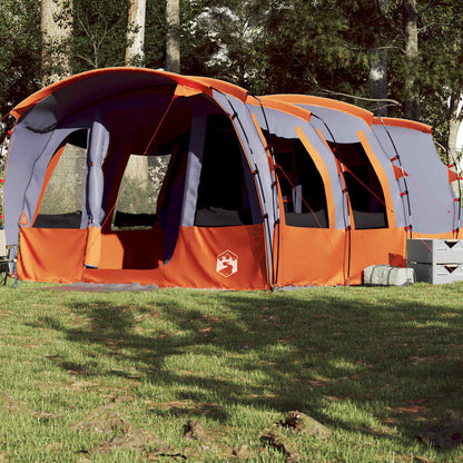 Grijze vidaXL tunneltent voor 8 personen, waterdicht en ruim, zijaanzicht.