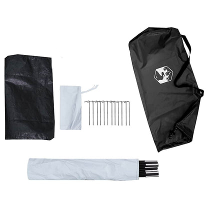 Accessoires van de vidaXL A-frame tent, inclusief stokken, haringen en opbergtas.