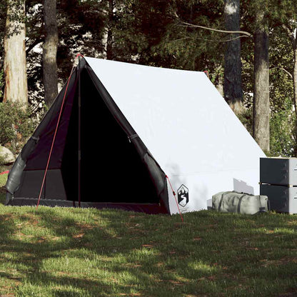 Witte vidaXL A-frame tent voor twee personen, waterdicht en verduisterend, in een groene omgeving.