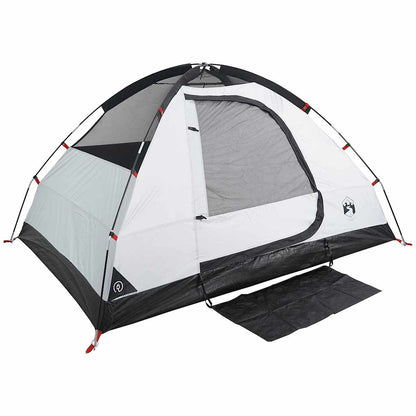 Detail van de vidaXL koepeltent in grijs en zwart, met open ingang en mat voor extra comfort.