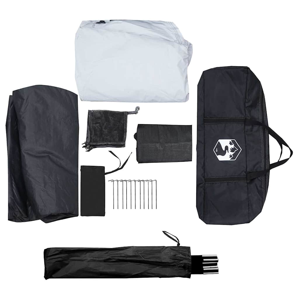 Detail van de accessoires van de vidaXL koepeltent, inclusief stokken en haringen.
